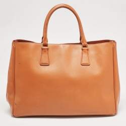 Prada Orange Saffiano Leather Large Gardener's Tote