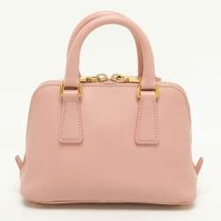Pre Owned Prada Pink Saffiano Leather Mini Promenade Satchel