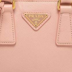 Pre Owned Prada Pink Saffiano Leather Mini Promenade Satchel