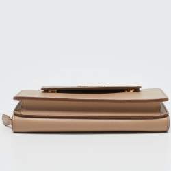 Pre Owned Prada Beige Saffiano Lux Leather Phone Wallet On Chain