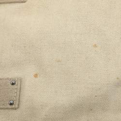 Prada Beige Canvas Mistolino Crystal Cluster Frame Satchel
