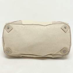 Prada Beige Canvas Mistolino Crystal Cluster Frame Satchel