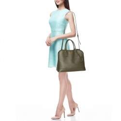 Prada Green Saffiano Lux Leather Dome Satchel