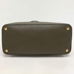 Prada Green Saffiano Lux Leather Dome Satchel