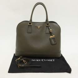 Prada Green Saffiano Lux Leather Dome Satchel
