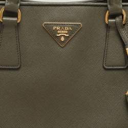 Prada Green Saffiano Lux Leather Dome Satchel