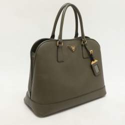 Prada Green Saffiano Lux Leather Dome Satchel