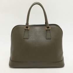 Prada Green Saffiano Lux Leather Dome Satchel