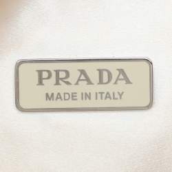 Prada Off White Satin Crystal Embellished Re-Edition 2000 Baguette Bag