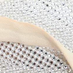 Prada Off White Satin Crystal Embellished Re-Edition 2000 Baguette Bag
