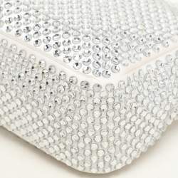 Prada Off White Satin Crystal Embellished Re-Edition 2000 Baguette Bag