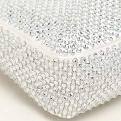 Prada Off White Satin Crystal Embellished Re-Edition 2000 Baguette Bag