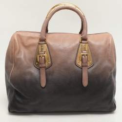 Prada Ombre Beige/Dark Blue Leather Satchel