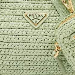 Prada Mint Green Raffia Re-Edition 2005 Shoulder Bag