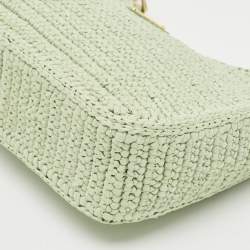 Prada Mint Green Raffia Re-Edition 2005 Shoulder Bag