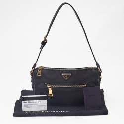 مملوكة مسبقًا Prada Black Nylon and Saffiano Leather Shoulder Bag