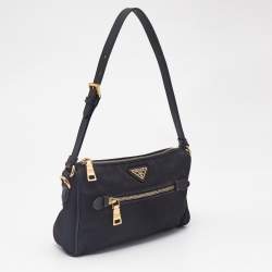 مملوكة مسبقًا Prada Black Nylon and Saffiano Leather Shoulder Bag