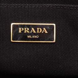 Prada Red/Black Canvas Floral Canapa Tote