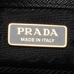 Prada Beige/Black Jacquard Triangolo and Saffiano Leather Mini Galleria Double Zip Tote