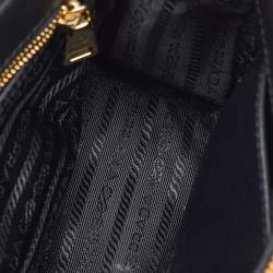 Prada Beige/Black Jacquard Triangolo and Saffiano Leather Mini Galleria Double Zip Tote