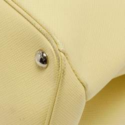 مملوكة مسبقًا Prada Yellow Saffiano Cuir Leather Large Twin Tote