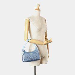 Prada Blue Mini Satin Crystal Re-Edition 2000 Shoulder Bag