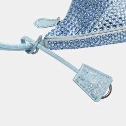 Prada Blue Mini Satin Crystal Re-Edition 2000 Shoulder Bag