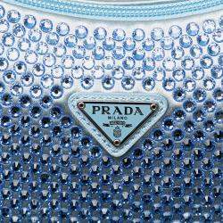 Prada Blue Mini Satin Crystal Re-Edition 2000 Shoulder Bag