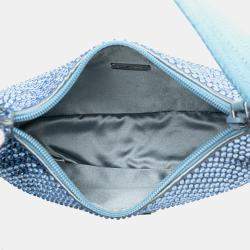 Prada Blue Mini Satin Crystal Re-Edition 2000 Shoulder Bag
