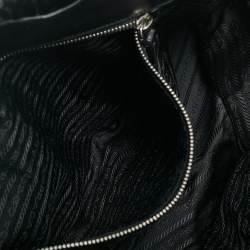Prada Black Gaufre Patent Leather Large Shopper Tote