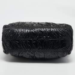 Prada Black Gaufre Patent Leather Large Shopper Tote