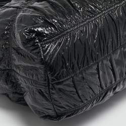 Prada Black Gaufre Patent Leather Large Shopper Tote