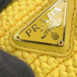 Prada Yellow Raffia Re-Edition 2005 Shoulder Bag 
