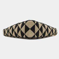 Prada  Black/Beige Canvas Leather Triangle Shoulder Bag