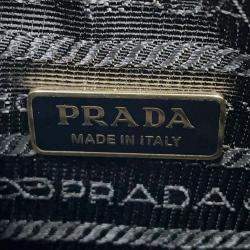 Prada  Black/Beige Canvas Leather Triangle Shoulder Bag