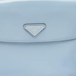 Prada Light Blue Leather Cleo Flap Shoulder Bag