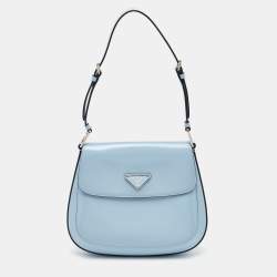 Prada Light Blue Leather Cleo Flap Shoulder Bag