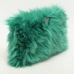 Prada Green Faux Fur Wristlet Clutch