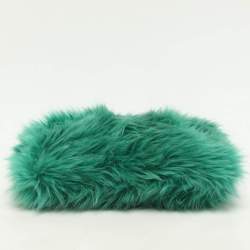 Prada Green Faux Fur Wristlet Clutch