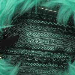 Prada Green Faux Fur Wristlet Clutch