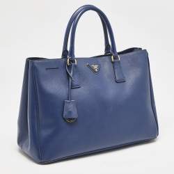 Prada Blue Saffiano Lux Leather Large Gardener's Tote