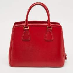 Pre Owned Prada Red Saffiano Vernic Parabole Tote