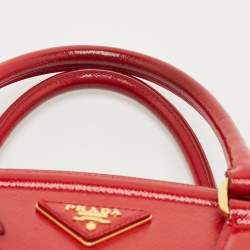 Pre Owned Prada Red Saffiano Vernic Parabole Tote