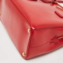 Pre Owned Prada Red Saffiano Vernic Parabole Tote