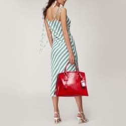 Pre Owned Prada Red Saffiano Vernic Parabole Tote