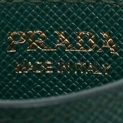Pre Owned Prada Green Leather Logo Card Holder