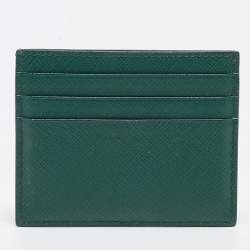 Pre Owned Prada Green Leather Logo Card Holder