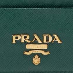 Pre Owned Prada Green Leather Logo Card Holder