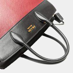 Prada Red Saffiano And City Calf Esplanade Satchel