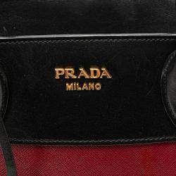 Prada Red Saffiano And City Calf Esplanade Satchel